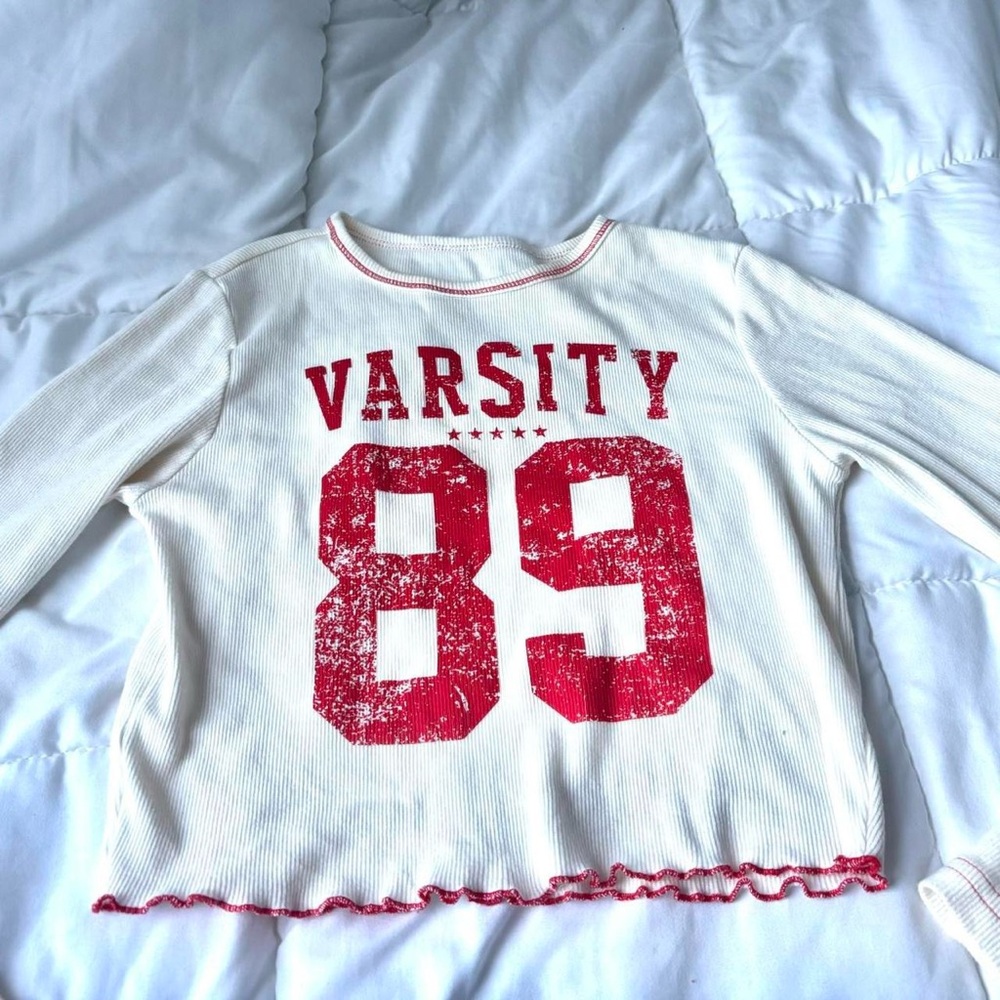 Modern Lux Cream and Red Long Sleeve Top